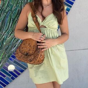 sage green mini sundress spaghetti strap